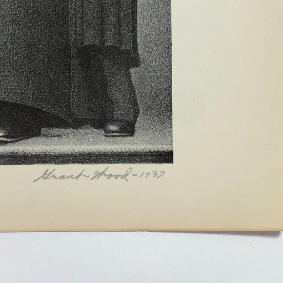 Grant Wood "Honorary Degree" 1930s Art Print Sketch Vtg University Graduation - Picture 5 of 12